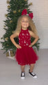 Girls Ruby Red Sparkle Bow Headband